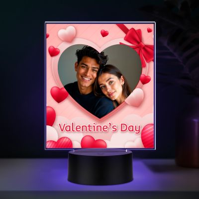 Personalized Valentine LED Lamp with Custom Name | 7 Color Changing Romantic Night Light Valentine Gift for Couples Couple Night Light Frame Lamp (Photo Lamp)
